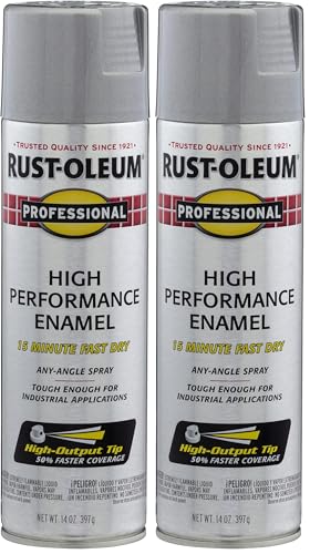 Image of Rust-Oleum 7515838 Professional High Performance Enamel Spray Paint, 14 Oz, Aluminum (Pack of 2)