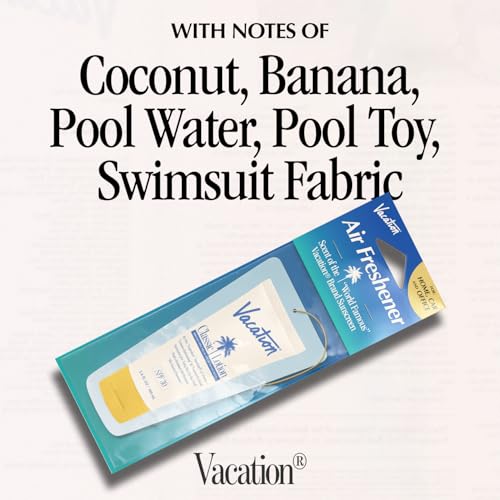 Image of Vacation Car Air Freshener, Pack of 3 - Hanging Air Freshener for Car, Home and Office, Vacation by Vacation Sunscreen Signature Scent, Long-Lasting Deodorizer