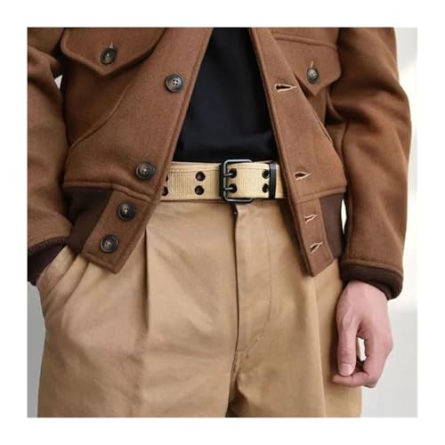 Canvas Belt for Men Luxury Metal Pin Buckle Army Tactical Nylon Braid Belts(Coffee)3