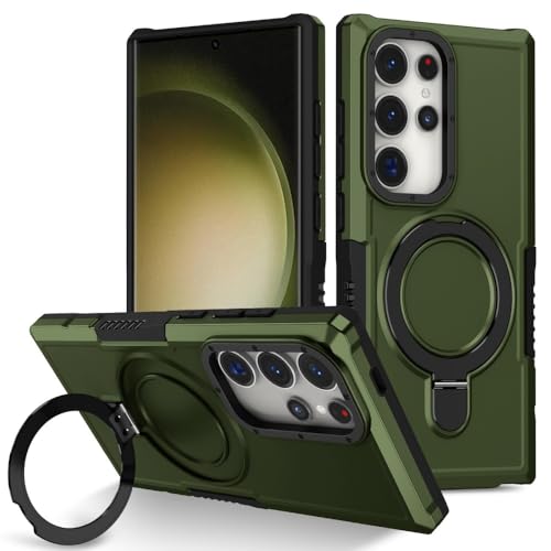 Coque rigide Samsung S26 Ultra silicone vert foncé avec anneau support de protection