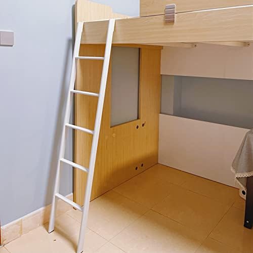 Tall Bunk Bed Ladder for Twin Loft Bed - 70.8/68.8/67/65/63/61/59 Inch, White Metal Elevated Bed Ladder with Hooks for Travel Trailers, Dorms, and Bedrooms - Sturdy & Space-Saving