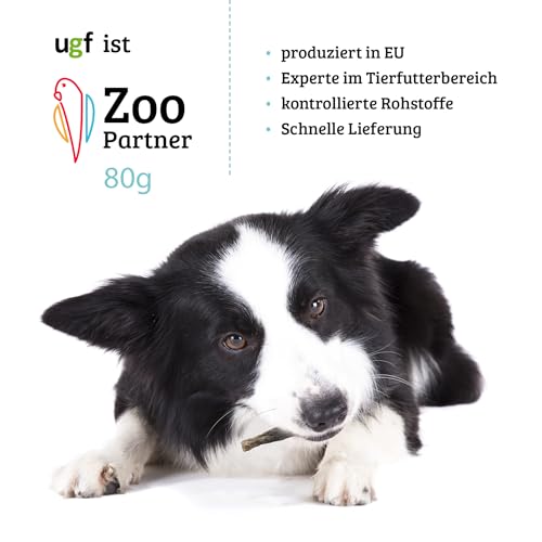 UGF - Trockenfisch für Hunde, Hunde Leckerlis - 80g im 500 Milliliter Eimer, Hundeleckerli Getreidefrei, Getrockneter Fisch, Hypoallergen, Diätetisch, Trainingsleckerli, Kauartikel