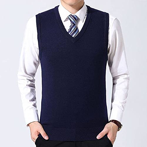 Preisvergleich Produktbild Pullunder Strickwesten Für Herren - Classic Casual V-Ausschnitt Ärmellose Weste Pullover, Herbst Winter Warm Plus Size Kaschmir Business Strickpullover, Pure Color Gilet Pullover Herren Kleidung, M