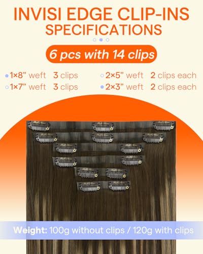 Image of Full Shine Invisi Edge Clip in Hair Extensions, Balayage
