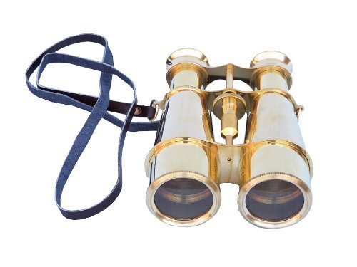 THOR INSTRUMENTS (with device) Nautical Solid Brass Binoculars, 6", Brass