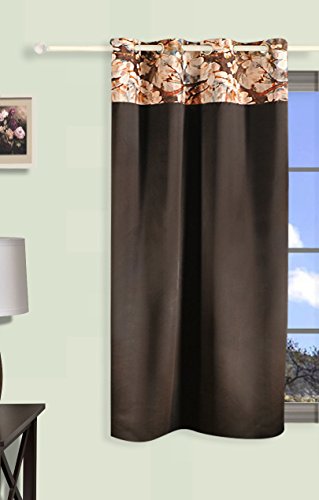 Image of Swayam 100% Blackout Polyester Window Curtain for Living Room & Bedroom | 5 Feet | Room Darkening Curtain with Eyelets | Pack of 1 | Solid Design - Brown