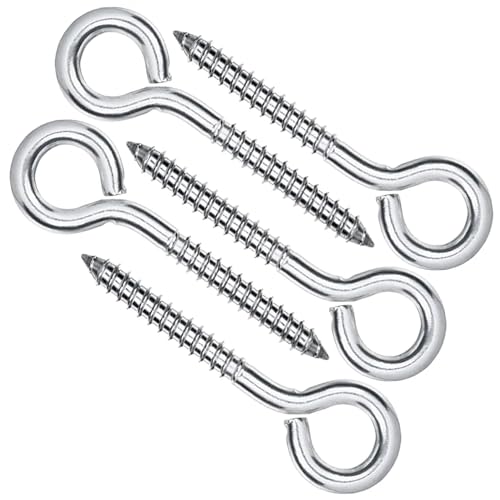 IMScrews 5pcs #18 x 3-1/4 Inch Screw Eyes Small Eyelet Screws Lag Eyebolt 18-8(304) Stainless Steel Heavy Duty Hook