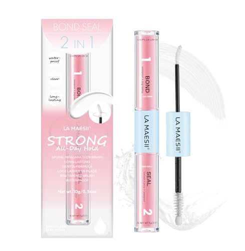 LA MAESII Lash Bond and Seal 10ML, Lash Cluster Glue Waterproof,Long Lasting Lash Glue for Eyelash Clusters,2 in 1 Eyelash Glue Quick Dry Latex Free Eyelash Adhesive(Clear)