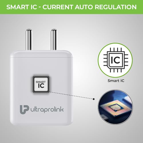 Image of UltraProlink 2.4A /12W USB Travel Adapter | Fast Wall Charger | | Single USB Port | BIS Certified |Made in India | |1m USB-A to Type-C Cable Included | Boost 12C | UM1166C | White