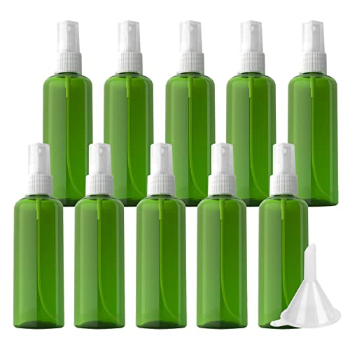 LusDoly 50 Stück, 100ml Grün Plastik Kunststoff Sprühflasche Mit Transparent Sprüher Nachfüllbar Sprühflaschen Leer für Parfümzerstäuber Zerstäuberflasche Reise Flakons