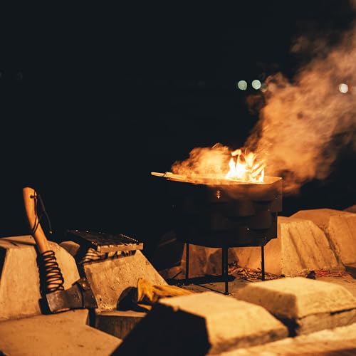Fire Pit, Halo Fire Place Outdoor Portable Wood Fire Pits Includes A Grill, A Bag, Hexagonal Fireplace for Patio Camping Gift (Hot-Rolled Steel Firepit with a Grill, Medium) — view 3