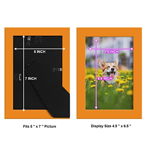 Renditions Gallery 5X7 Inch Picture Frame High-End Modern Style, Made Of Solid Wood And High Definition Glass Ready For Wall And Tabletop Photo Display, Orange Frame #TOP5
