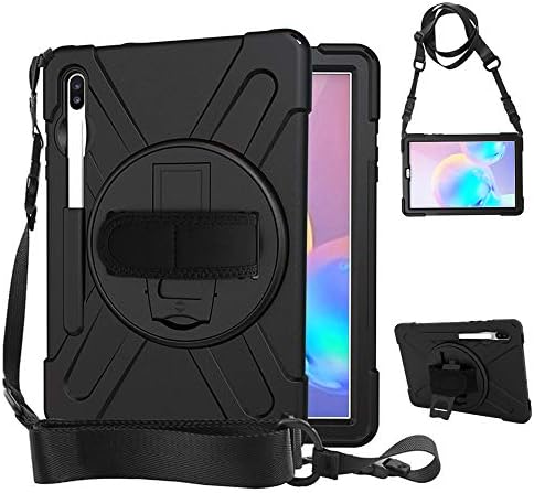 Rantice Samsung Galaxy Tab S6 10.5 Case, Heavy Duty Rugged Shockproof Drop Protection Case with 360 Stand, Pen Holder & Hand Strap & Shoulder Strap for Galaxy Tab S6 2019 10.5 Inch T860/T865 (Black)