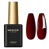 MEGIOR Red Gel Nail Polish, 15ML Burgundy Red Gel Nail Polish, Soak Off UV LED Wine Red Gel Polish N