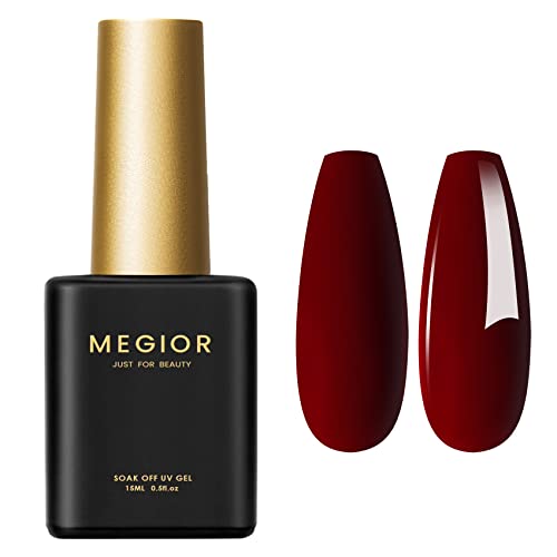 Megior Red Gel Nail Polish, 15Ml Burgundy Red Gel Nail Polish, Soak Off Uv Led Wine Red Gel Polish Nail Art Starter Manicure Salon Diy At Home, 0.5 Oz #TOP5