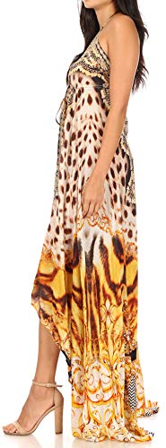Image of Sakkas Lizi Womens Maxi High-Low Halter Handkerchief Long Dress Beach Party