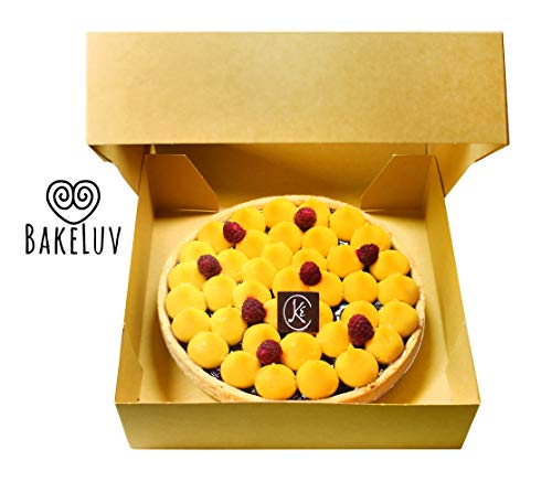 BAKELUV Pie Boxes for 9 Inch Pie | Brown, 50 Pack | 9x9x2.5 Bakery Box with Window, 9x9 Cookie Box, 9 Inch Pastry Boxes with Window Bulk, Cake Boxes, Auto Pop Up