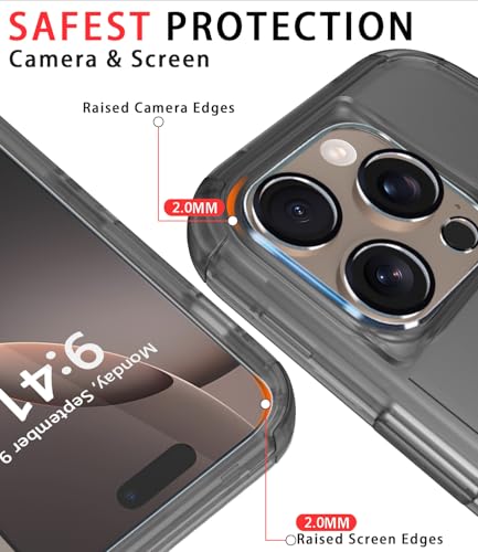 Image of Diverbox for iPhone 16 Pro Max Case [Shockproof] [Dropproof] [Tempered Glass Screen Protector + Camera Protectors] Heavy Duty Protection Phone Case Cover for Apple iPhone 16 Pro Max (Matte Black)