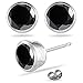 Black Cz Bezel Rim Round Sterling Silver Earrings Pair 4mm 5mm 6mm