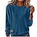 Womens Corduroy Tops Long Sleeve Lightweight Shirts 2026 Spring Fashion Loose Casual Crew Neck Pullover Sweatshirts Blue