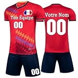 【Vêtements de football en tissu de haute qualité】: en polyester, léger, absorbant de sueur, extensible, coutures exquises, respirante.