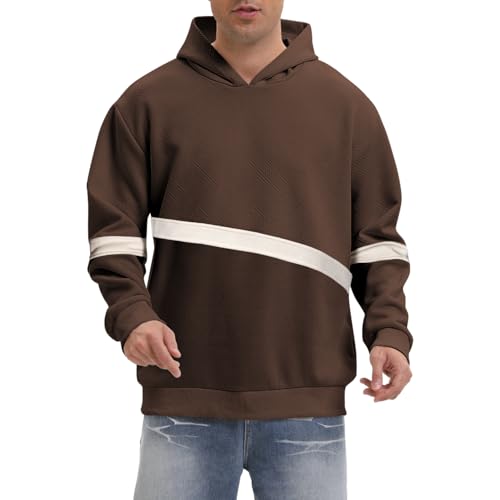 MAXJON Men's Hooded Sweatshirts For Men Long Sleeve Knitted Geometric Texture Casual Fleece Pullover Hoodies