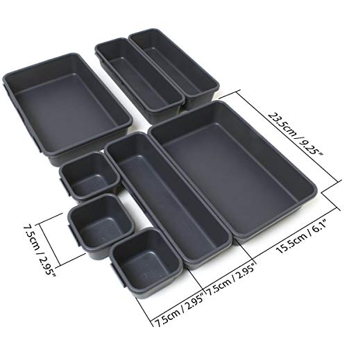 iGadgitz Home U7125 Plastic Drawer Organiser, Drawer Divider, Drawer Tidy, Drawer Tray -Grey - Image 4