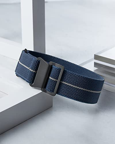 Image of BINLUN Elastic Nylon Watch Band 18mm 20mm 22mm Marine Nationale Fabric Military Parachute Replacement Watch Strap Men Women Silver & Black Buckle - Upgraded Hook-and-Loop Buckle
