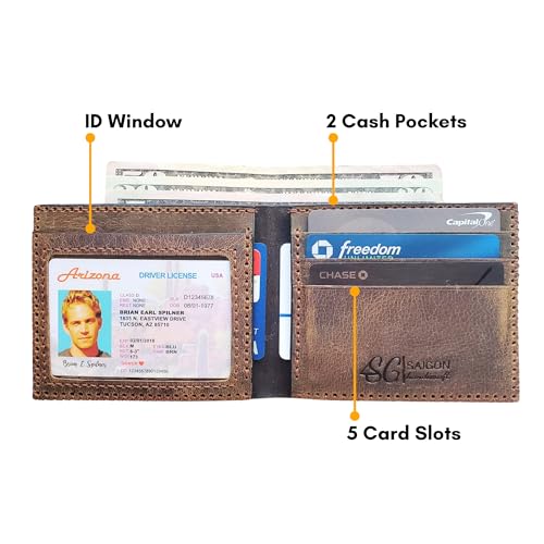 Genuine Leather Wallet for Men - Mens Handmade Stitch Vintage Leather Wallet - Bifold Card Holder Wallets for Men - Best Gift for Him, Father, Husband, and Boyfriend - Deer Details3