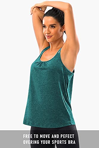 Hibelle Summer Tops for Women, Ladies Loose Fit Moisture Wicking Workout Shirt Active Exercise Tunic Tank Dark Green XXL 2025 - Thumbnail 4