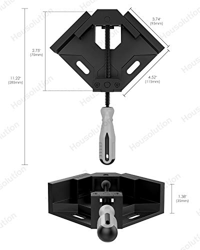 Right Angle Clamp, Housolution Single Handle 90° Aluminum Alloy Corner Clamp, Right Angle Clip Clamp Tool Woodworking Photo Frame Vise Holder With Adjustable Swing Jaw - Black #TOP7