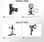 NEEWER 2 Pack T Type Wall Ceiling Mount, Ring Light Wall Mount Bracket with Detachable Ball Head, 5/8" Stud, 1/4" Screw for Flash Strobe Camera Monitor Studio Lighting, Max Load: 4.4lb/2kg, TS008