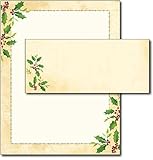 Falling Holly Christmas Letterhead Paper & Envelopes - 40 Sets