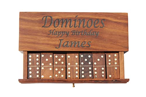 Juego de dominó de madera personalizable con caja de almacenamiento