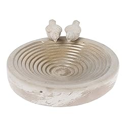 Homescapes bebedero para pájaros piedra de hormigó...: Homescapes pesado hormigón bebedero con diseño de pájaros decorativos. mide 29 cm de diámetro y 10,5 cm de alto. Fabricada a partir de pino sólido Gramaje de hormigón, piedra decorativa baño para pájaros de colores dispone de 2 pájaros y aristas circ...