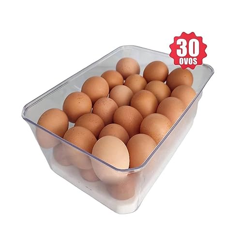 Cinquetti, Porta Ovos Transparente Organizador de Geladeira P/ 30 ovos com Tampa