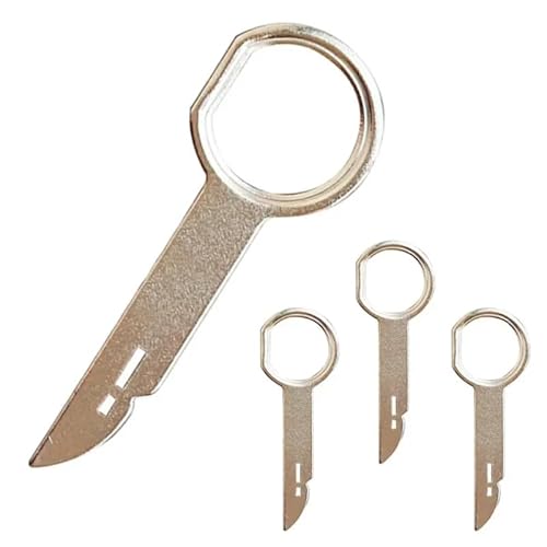 Key Matrix 4pcs Radio Release Keys Extraction Tool,Radio Removal Tool Key Tool with Easy Grip Handles Compatible with Ford,Mercedes,Car Radio Removal Tool Key,Radio Removal Tool Key Tool
