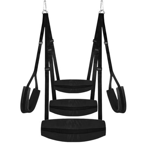 Sex Swing for Couples BDSM Sex Toys Sex Swings with Wild Seat Adjustable Sex Straps Wild Cushion Thick Fluff for Adult Sex Restraint Swing Sex Furniture for Bedroom Hold Up 800lbs Black