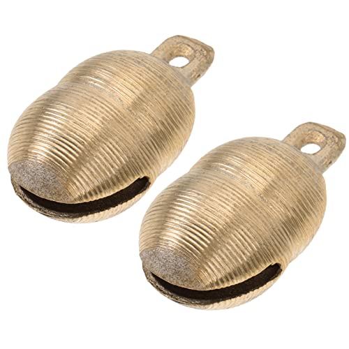 GRIRIW 2pcs Pet Bells Brass Dog Collar Accessories for Training Unique Design for Cattle Sheep Durable Skin-friendly Material for Crafting Diy Projects