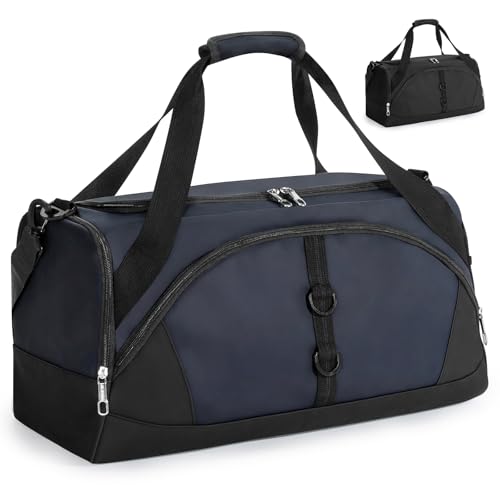 Rieeyrslza Bolsa de Deporte Mujer y Hombre 40L Bolsa Gimnasio de Viaje con Compartimento Zapatos, Compartimento Húmedo, Correas Ajustables para Hombros, Maleta Cuerda Auxiliar (4197# Azul)