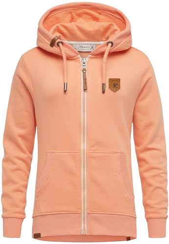 REPUBLIX Damen Sweatjacke Hoodie Sweatshirt Pullover Zipper Jacke RD-023 Corall XXL