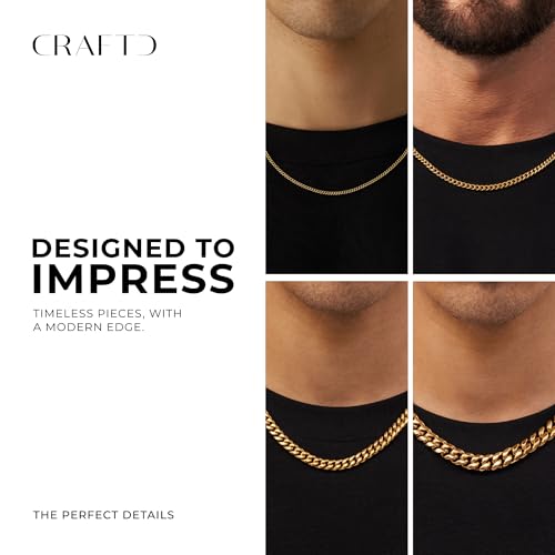 CRAFTD - Gold Cuban Link Chain - Durable 18K Gold & 316L Stainless Steel - Waterproof, Heat & Sweat Resistant - Gifts for Men - Men's Jewelry - Width 4MM - Length 19.5” by CRAFTD - Used condition - Image 6