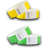 1000 Bracelets d'identification en tyvek/pack de bracelet de sécurité pour controle evenementiels/papier etanche pour evenements/lot de 500 jaune+500 vert/rouge-bleu