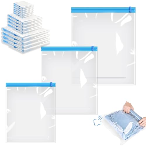 Sebudion 14 Stück vakuumbeutel für kleidung,Vakuumierbeutel zum Rollen,vacuum bags for clothing,Vakuum Kleiderbeutel für Reise und Lagerung(3Größen,35x50/40x50/40x60cm)