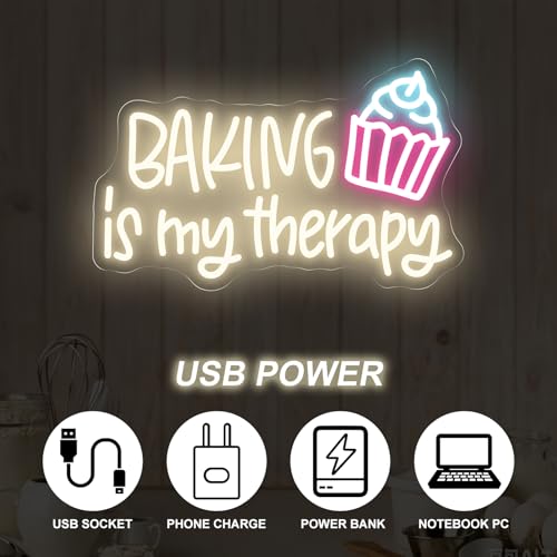 Image of Baking Is My Therapy Neon Sign Bakery Shop House LED Light