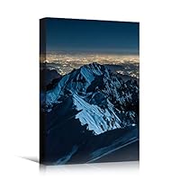 Canvas Wall Art Snowy Tops Cool Dramatic Mountain Nature Photography Romantics - 12x18 inches