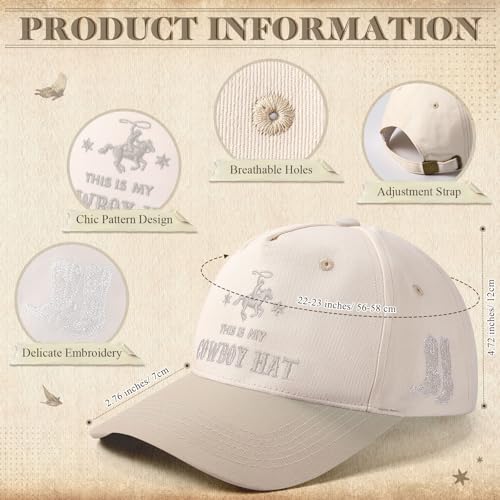 Image of JaGely Two Tone Western Cowboy /Cowgirl Trucker Hat for Women Men Gift Vintage Embroidered Country Baseball Cap