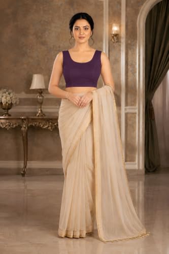 Image of Abhi Readymade Saree Blouse for Women- Sleeveless, Round Neck, Regular-fit, Stretchable, Pull-on Style Blouse