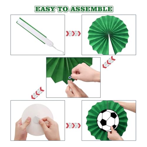 Image of Wanna Party Football Soccer Party Decorations Hanging Paper Fans Football Soccer Classroom Ceiling Wall Decor for Sport Game Day Birthday Decoration Items for Boys