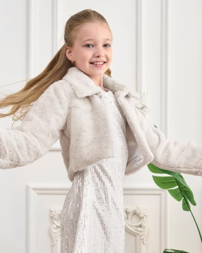 Image of BOLEROSE Girls Collared Faux Fur Bolero Jacket